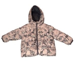 SwissTech Toddler Boys Grey Dinosaur Print Hooded Puffer Jacket Coat 18M
